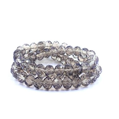 6x8mm skaidrūs alyvinės sp. rondelle formos stiklo kristalai, 42cm juosta