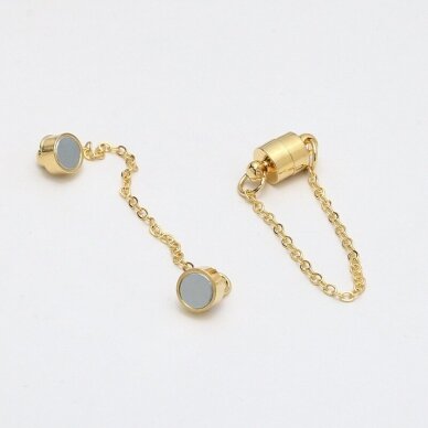 6x12mm 18k aukso sp. nerūdijančio plieno magnetinis užsegimas su grandinėlė, 1vnt.
