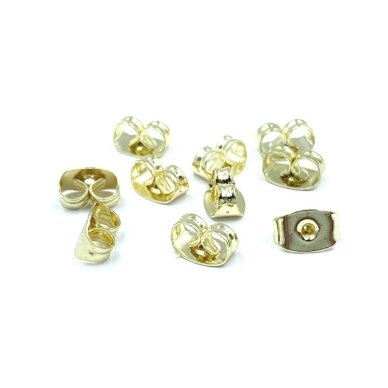 6x4mm 14k aukso sp. nerūdijančio plieno auskarų fiksatoriai, 10vnt. 6x4mm 14k aukso sp. nerūdijančio plieno auskarų fiksatoriai, 10vnt.