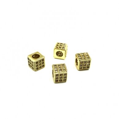 6x6mm aukso sp. nerūdijančio plieno intarpas su cirkoniais, 1vnt. 6x6mm aukso sp. nerūdijančio plieno intarpas su cirkoniais, 1vnt.