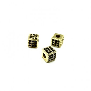 6x6mm aukso sp. nerūdijančio plieno intarpas su cirkoniais, 1vnt. 6x6mm aukso sp. nerūdijančio plieno intarpas su cirkoniais, 1vnt.