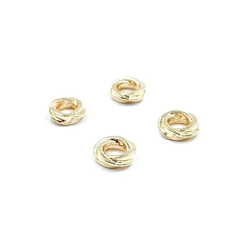 6x2mm 14k aukso sp. nerūdijančio plieno intarpai, 4vnt.