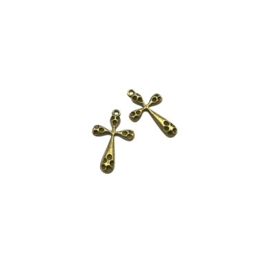 33x21mm žalvario sp. pakabukas kryžius, 6vnt.