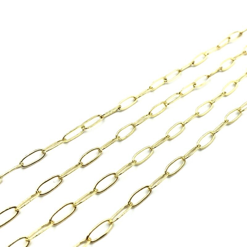 9x3,5mm aukso sp. nerūdijančio plieno lituotos grandinėlės, 1m