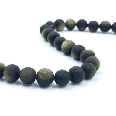 7mm auksinis obsidianas aerolitas, 40cm juosta