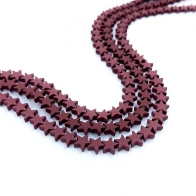 7mm bordo sp. žvaigždės formos hematitas, 40cm juosta 7mm bordo sp. žvaigždės formos hematitas, 40cm juosta