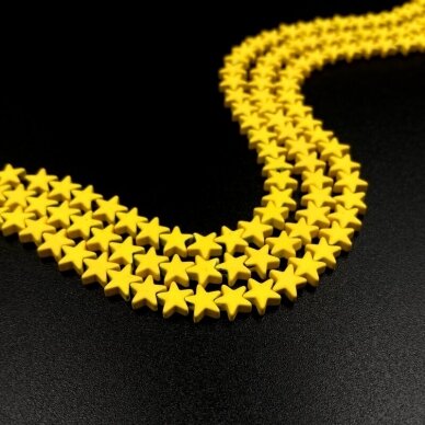 7mm geltonos sp. žvaigždės formos hematitas, 40cm juosta