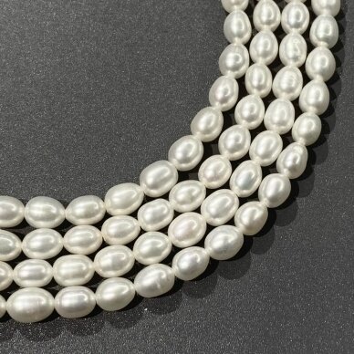 7mm natūralūs gėlavandeniai perlai, 37cm juosta 7mm natūralūs gėlavandeniai perlai, 37cm juosta