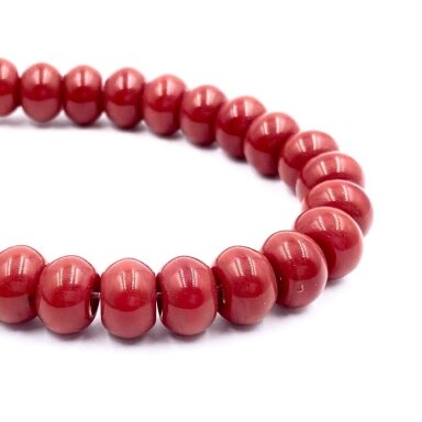 7x10mm blizgūs bordo sp. rondelle formos stikliniai perlai, 40cm juosta