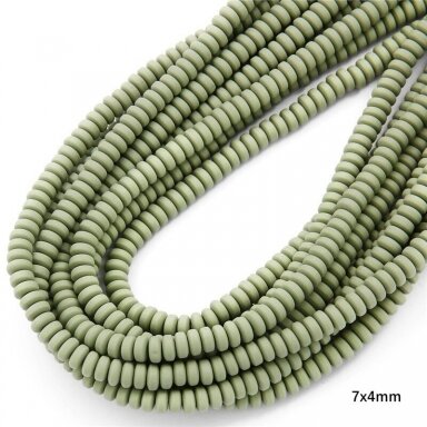 7x3mm chaki sp. disko formos polimerionio molio karoliukai, 40cm juosta 7x3mm chaki sp. disko formos polimerionio molio karoliukai, 40cm juosta
