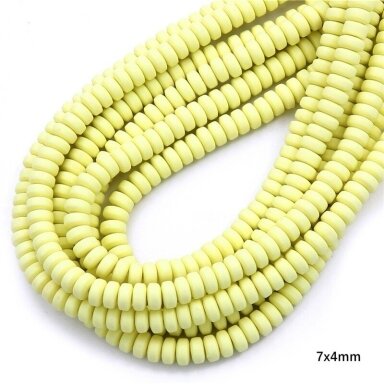 7x3mm geltonos sp. disko formos polimerionio molio karoliukai, 40cm juosta 7x3mm geltonos sp. disko formos polimerionio molio karoliukai, 40cm juosta