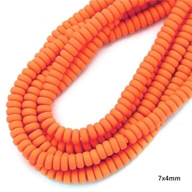 7x3mm oranžinės sp. disko formos polimerionio molio karoliukai, 40cm juosta 7x3mm oranžinės sp. disko formos polimerionio molio karoliukai, 40cm juosta