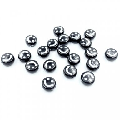 7x4mm juodos sp. plastiko karoliukai šypsenėlės, 20vnt.