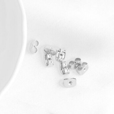 7x4mm sidabro sp. nerūdijančio plieno auskarų fiksatoriai, 10vnt. 7x4mm sidabro sp. nerūdijančio plieno auskarų fiksatoriai, 10vnt.
