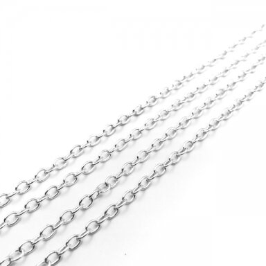 4x3mm sidabro sp. grandinėlė, 1m