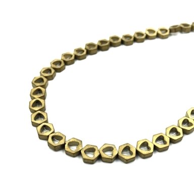7x6mm matinės žalsvos sp. širdies formos hematitas, 40cm