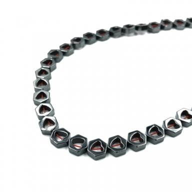 7x6mm širdies formos hematitas, 40cm 7x6mm širdies formos hematitas, 40cm