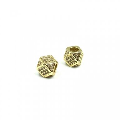 7x7mm aukso sp. nerūdijančio plieno intarpas su cirkoniais, 1vnt. 7x7mm aukso sp. nerūdijančio plieno intarpas su cirkoniais, 1vnt.
