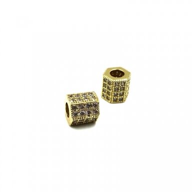 7x7mm aukso sp. nerūdijančio plieno intarpas su cirkoniais, 1vnt. 7x7mm aukso sp. nerūdijančio plieno intarpas su cirkoniais, 1vnt.