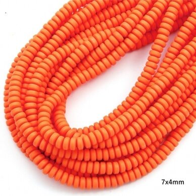 7x3mm oranžinės sp. disko formos polimerionio molio karoliukai, 40cm juosta 7x3mm oranžinės sp. disko formos polimerionio molio karoliukai, 40cm juosta