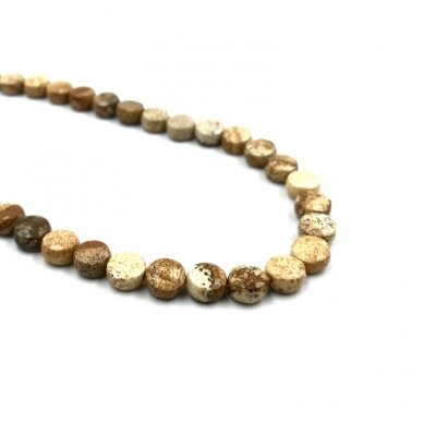 7x4mm disko formos paveikslinis jaspis, 40cm juosta 7x4mm disko formos paveikslinis jaspis, 40cm juosta