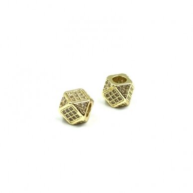 7x7mm aukso sp. nerūdijančio plieno intarpas su cirkoniais, 1vnt. 7x7mm aukso sp. nerūdijančio plieno intarpas su cirkoniais, 1vnt.