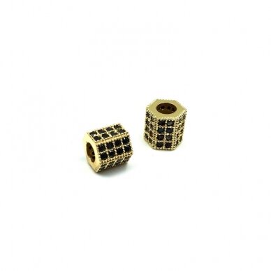 7x7mm aukso sp. nerūdijančio plieno intarpas su cirkoniais, 1vnt. 7x7mm aukso sp. nerūdijančio plieno intarpas su cirkoniais, 1vnt.