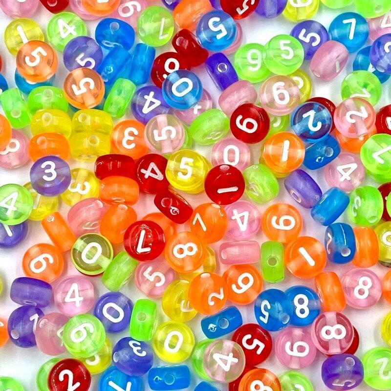 7x4mm plastikinių skaičių mix, 200vnt.