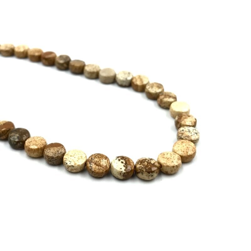7x4mm disko formos paveikslinis jaspis, 40cm juosta 7x4mm disko formos paveikslinis jaspis, 40cm juosta