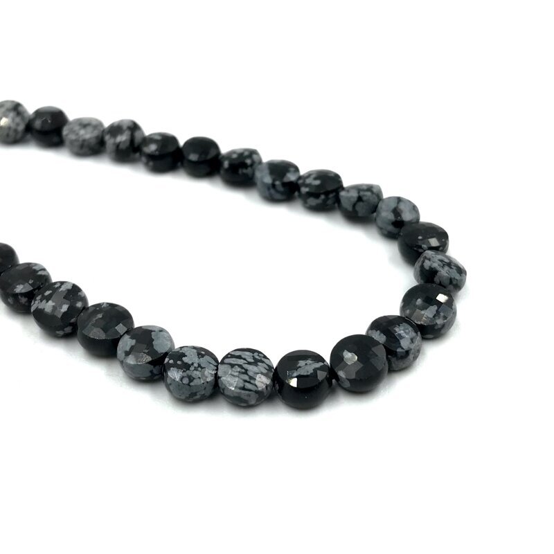 7x4mm disko formos snaiginis obsidianas, 40cm juosta 7x4mm disko formos snaiginis obsidianas, 40cm juosta