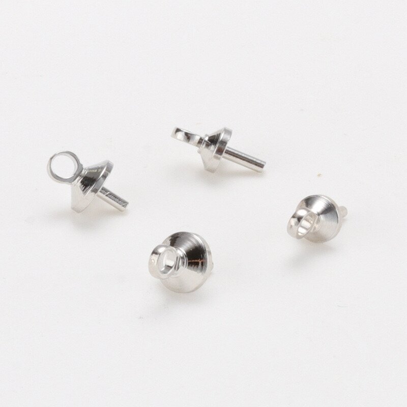 7x5mm platinos sp. nerūdijančio plieno įklijuojamas pakabukų laikiklis, 6vnt.