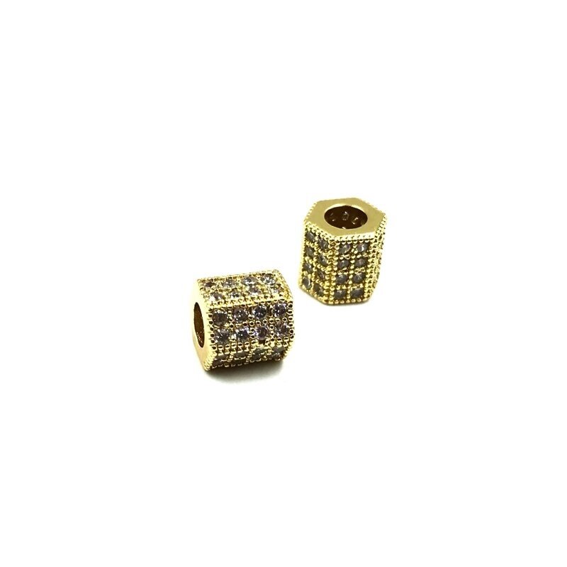 7x7mm aukso sp. nerūdijančio plieno intarpas su cirkoniais, 1vnt. 7x7mm aukso sp. nerūdijančio plieno intarpas su cirkoniais, 1vnt.