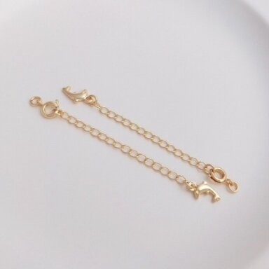 8mm 14k aukso sp. nerūdijančio plieno apvalus karabinas su grandinėle, 1vnt. 8mm 14k aukso sp. nerūdijančio plieno apvalus karabinas su grandinėle, 1vnt.