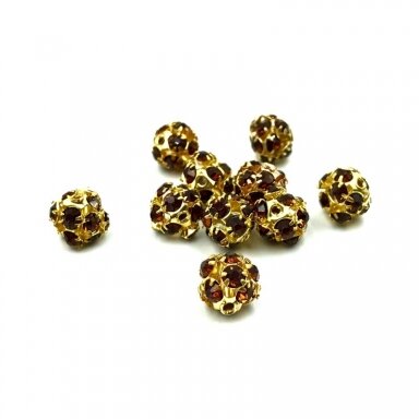 8mm aukso sp. intarpai rudomis akutėmis, 10vnt.