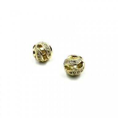 8mm aukso sp. nerūdijančio plieno intarpas su cirkoniais, 1vnt. 8mm aukso sp. nerūdijančio plieno intarpas su cirkoniais, 1vnt.
