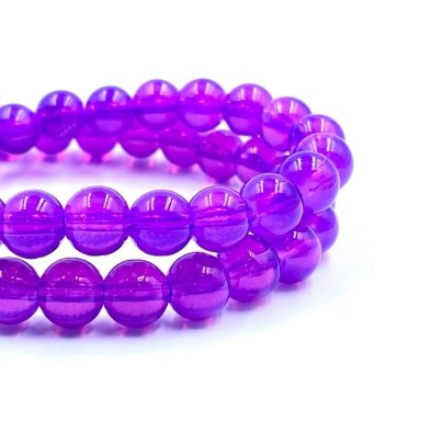8mm dūminiai violetinės sp. stiklo karoliukai, 40cm juosta 8mm dūminiai violetinės sp. stiklo karoliukai, 40cm juosta