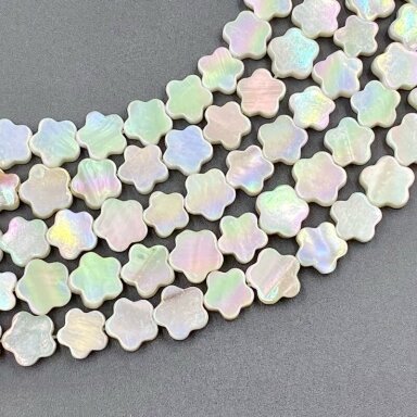 ±8mm gelsvos AB sp. gėlės formos kriauklė, 40cm juosta