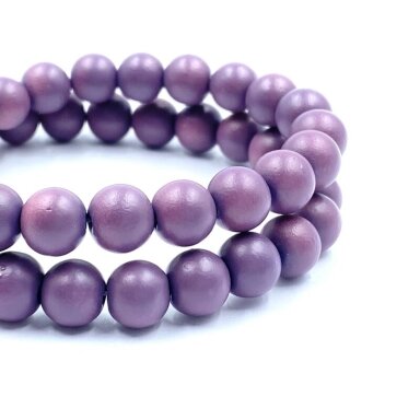 8mm matiniai violetinės sp. stiklo karoliukai, 40cm juosta 8mm matiniai violetinės sp. stiklo karoliukai, 40cm juosta
