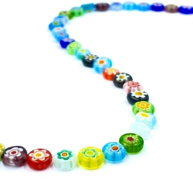 8mm mix sp. disko formos murano stiklo karoliukai, 40cm juosta