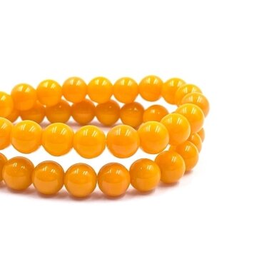 8mm oranžinės sp. stiklo karoliukai, 40cm juosta 8mm oranžinės sp. stiklo karoliukai, 40cm juosta