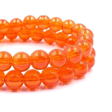8mm oranžinės sp. stiklo karoliukai, 40cm juosta 8mm oranžinės sp. stiklo karoliukai, 40cm juosta