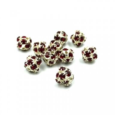 8mm sidabro sp. intarpai raudonomis akutėmis, 10vnt.