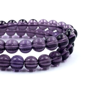 8mm skaidrūs violetinės sp. stiklo karoliukai, 40cm juosta 8mm skaidrūs violetinės sp. stiklo karoliukai, 40cm juosta