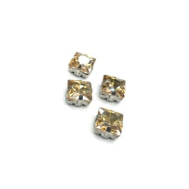 8mm šviesios dūminės sp. kristalai sidabro sp. rėmeliuose, 4vnt