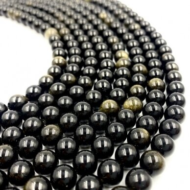 10mm auksinis obsidianas, 40cm juosta 10mm auksinis obsidianas, 40cm juosta