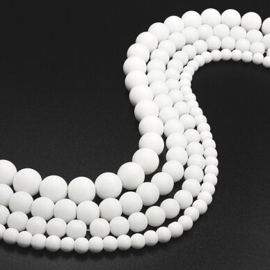 8mm, baltas matinis akmuo, sintetinis, 40cm juosta 8mm, baltas matinis akmuo, sintetinis, 40cm juosta