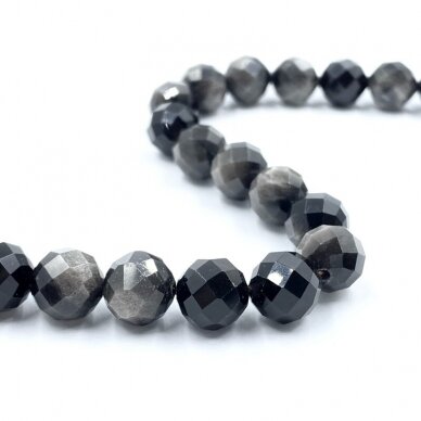 8mm facetuotas pilkasis obsidianas, 40cm juosta 8mm facetuotas pilkasis obsidianas, 40cm juosta