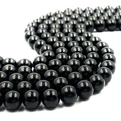 8mm juodasis turmalinas, 40cm juosta 8mm juodasis turmalinas, 40cm juosta