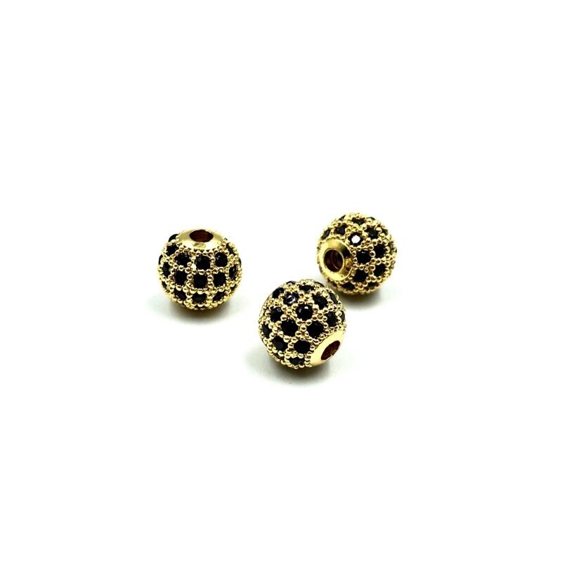 8mm aukso sp. nerūdijančio plieno intarpas su cirkoniais, 1vnt.