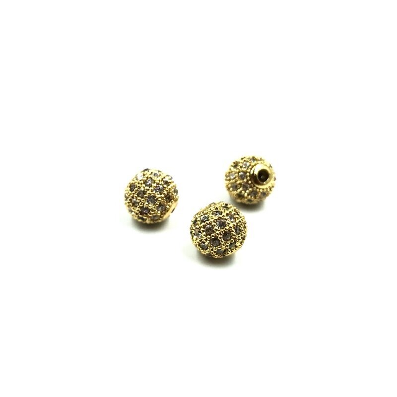 8mm aukso sp. nerūdijančio plieno intarpas su cirkoniais, 1vnt.